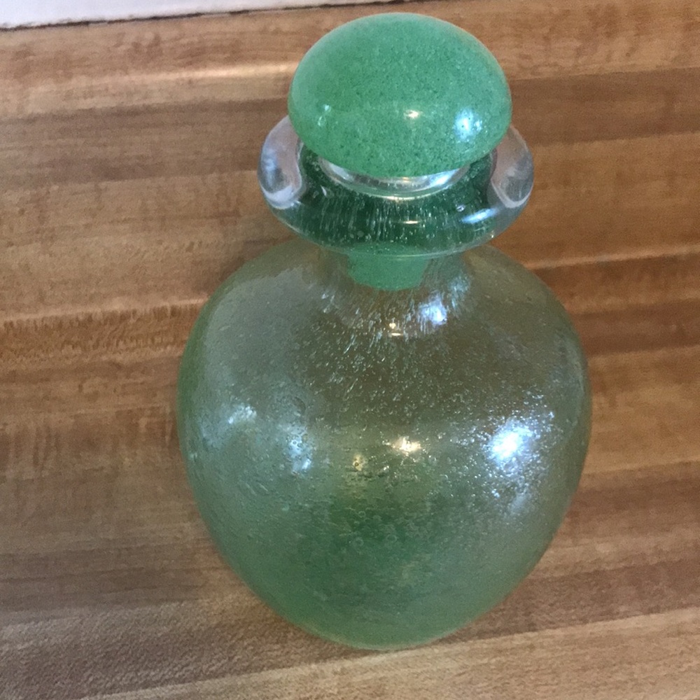 Vintage Green Pulgosso Murano Decanter with Mushroom Stopper - Picture 2 of 9